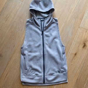 The North Face logo S hoodie vest pockets zip Heather gray sweatshirt jacket